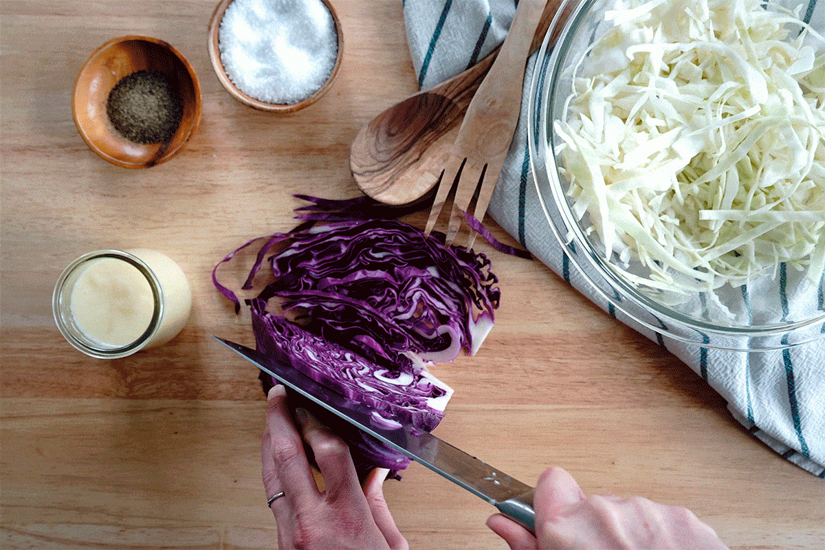 Animated GIF: Cabbage 101 - Making Coleslaw - Dish Works