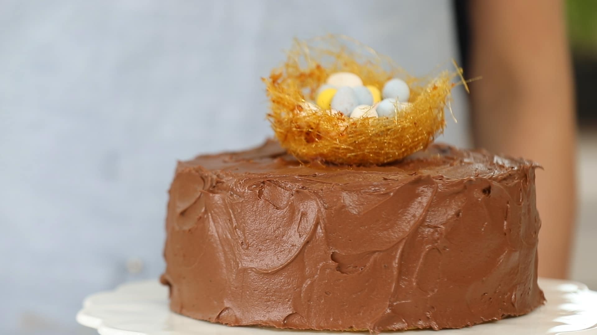 Video Easter Egg Cake With Spun Sugar Nest Dish Works